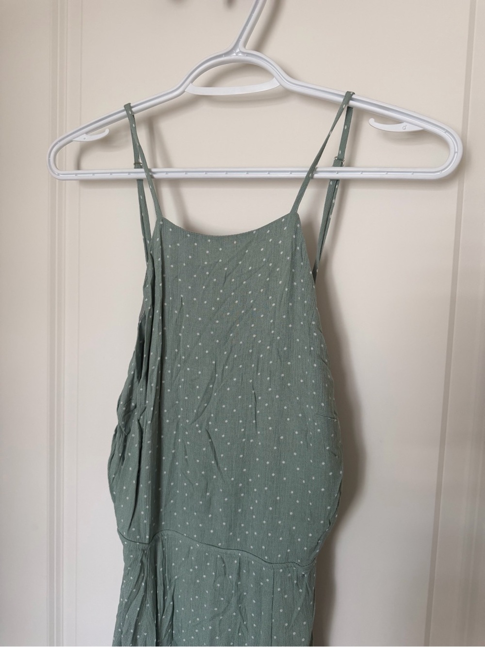 re:named Sage Green Maxi Dress with Tiny White Dots